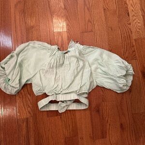 Mable Light Green tie back cut out crop top size small could fit medium